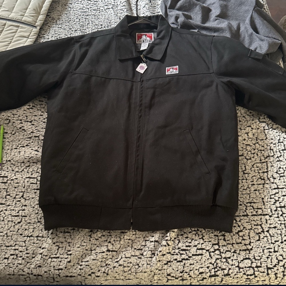 Ben Davis Black Bomber Jacket with Zip-Up Style